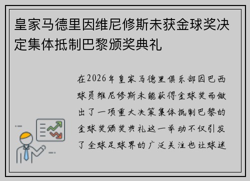 皇家马德里因维尼修斯未获金球奖决定集体抵制巴黎颁奖典礼 皇家马德里因维尼修斯未获金球奖决定集体抵制巴黎颁奖典礼